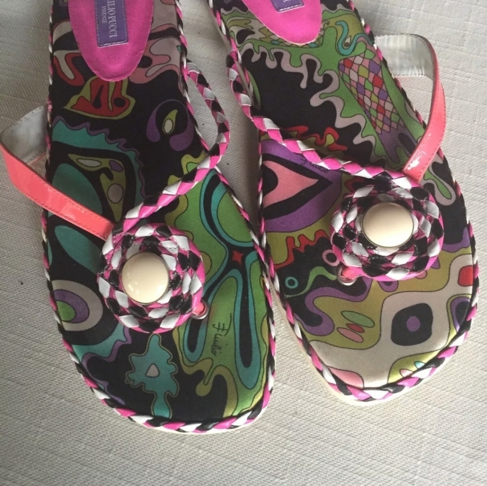 Emilio Pucci Vintage Thong Braided Strap Sandal
